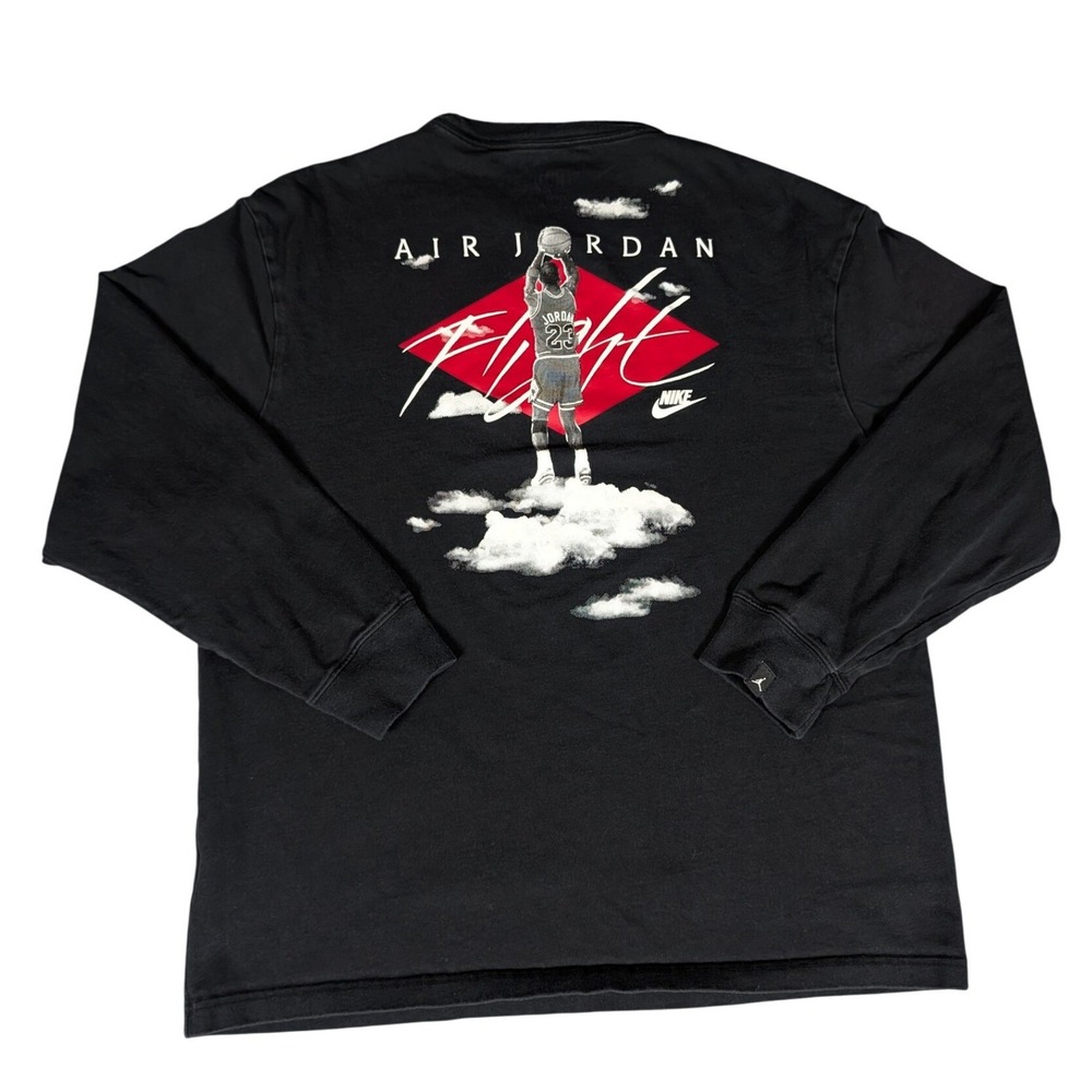 Jordan Flight Long Sleeve T-Shirt Black Michael Jordan Cloud Graphic Tee L